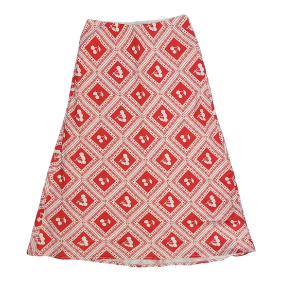 NWT Abercrombie & Fitch Cherry Checker Print A Line Midi Skirt Linen Blend XXSP - Picture 6 of 10